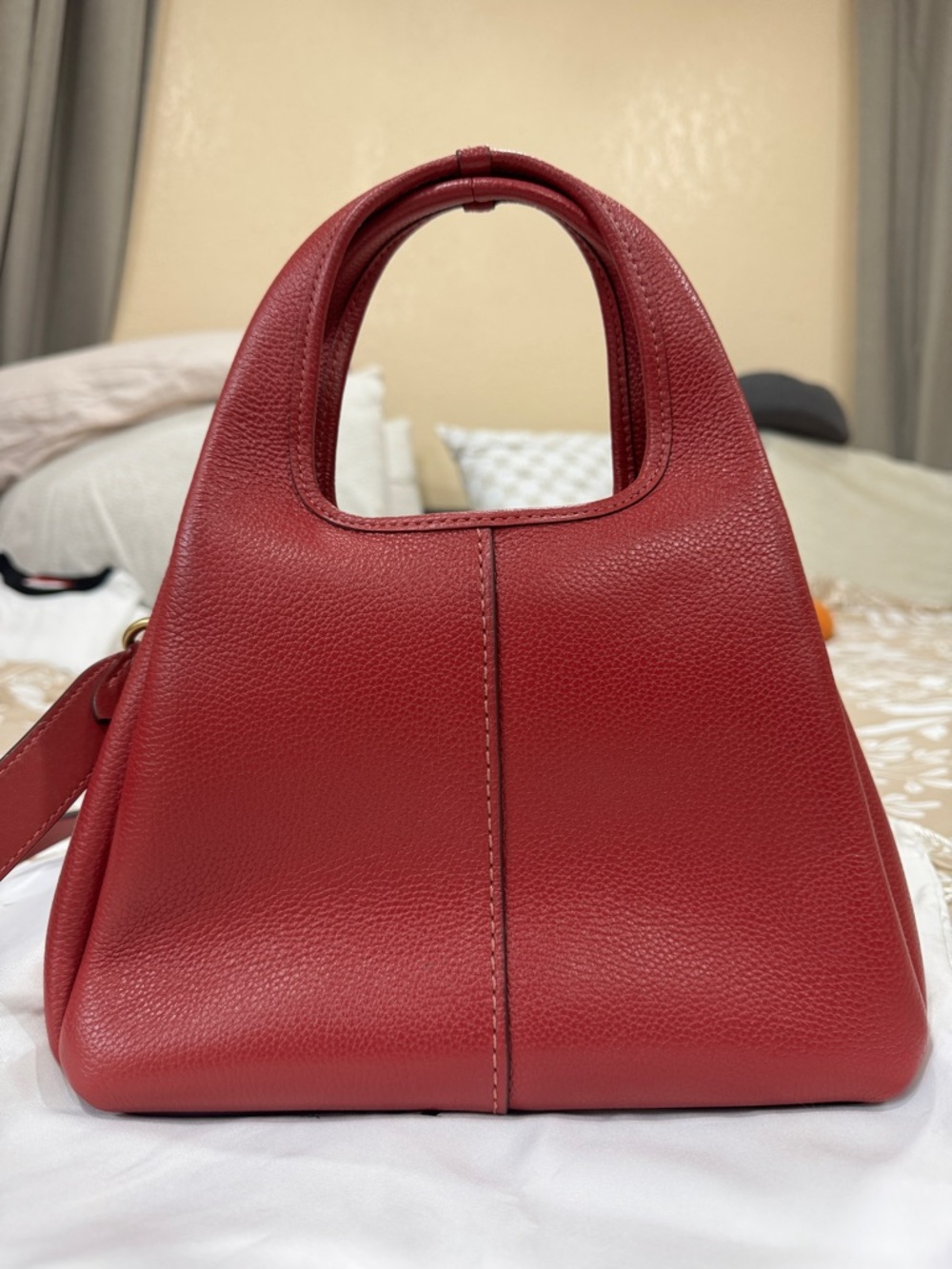 Coach Lana 24 - Pebbled Leather Mini Hobo in Deep Cherry Red with Gold Accents - Picture 3 of 12